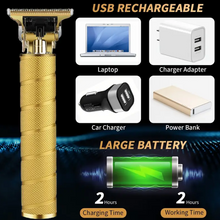 Load image into Gallery viewer, Hair Trimmer For Men, Professional Electric Hair Clippers Beard Trimmer Shaver Electric T Blade Hair Trimmer, Gold